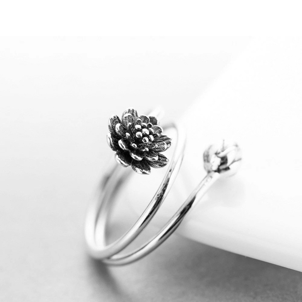 Silver Floral Adjustable Ring - Picture 2 of 4